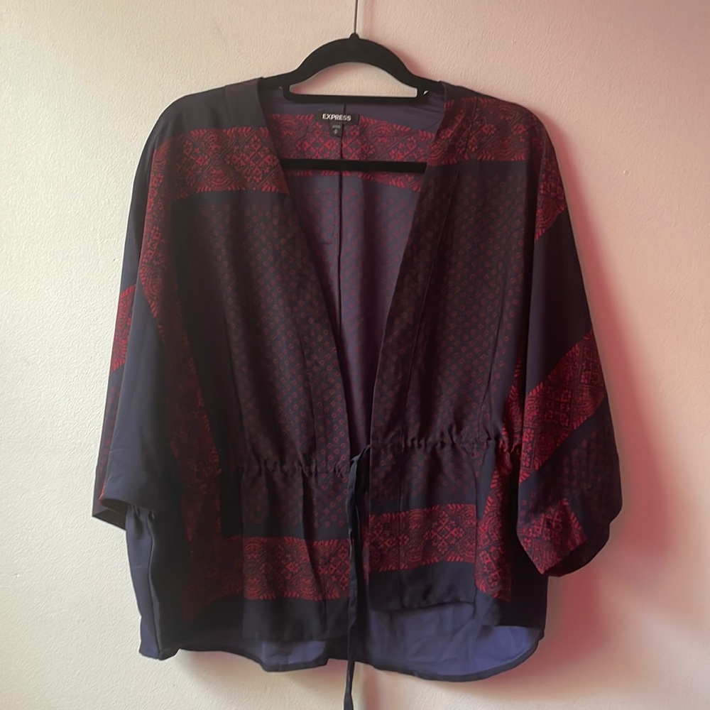 Express womens open front tie kimono top